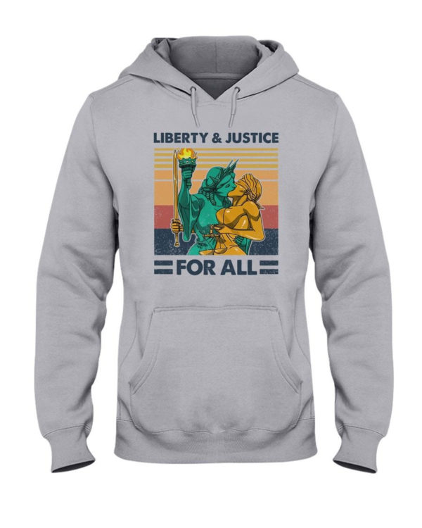 LGBT Liberty And Justice For All Shirt Hooded Sweatshirt Ash S