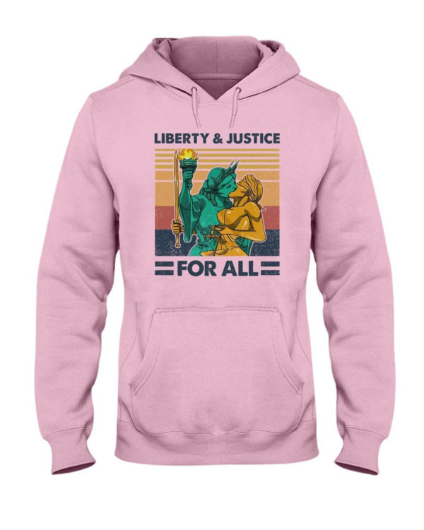 LGBT Liberty And Justice For All Shirt Hooded Sweatshirt Light Pink S