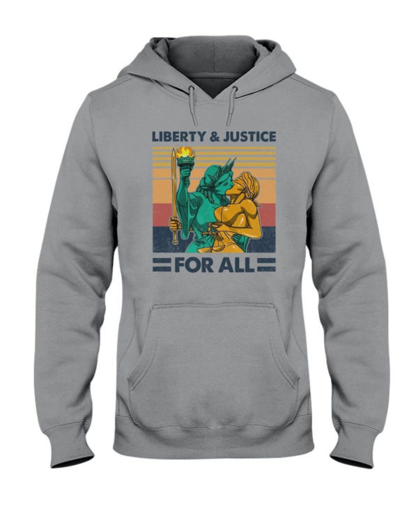 LGBT Liberty And Justice For All Shirt Hooded Sweatshirt Sports Grey S
