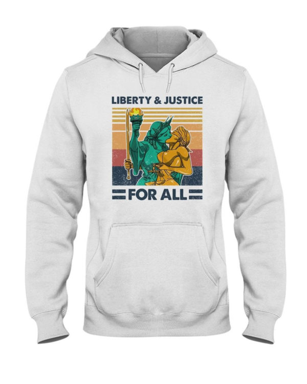 LGBT Liberty And Justice For All Shirt Hooded Sweatshirt White S