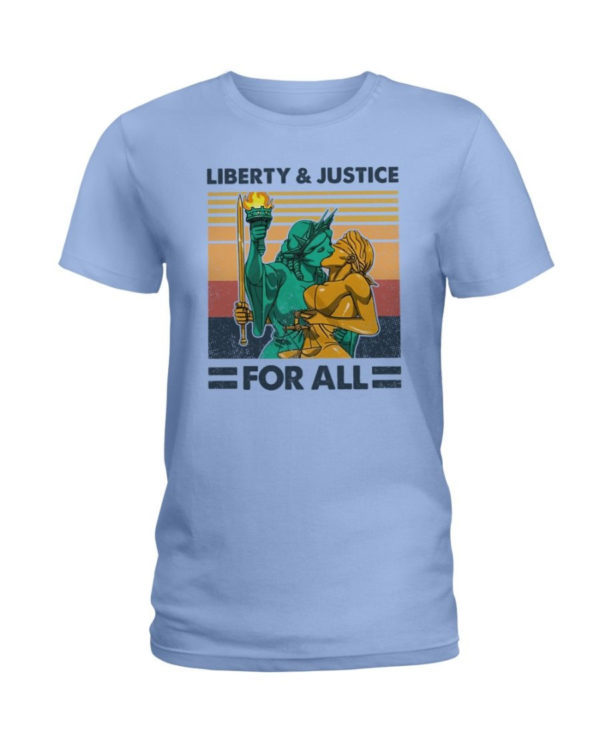 LGBT Liberty And Justice For All Shirt Ladies T-Shirt Light Blue S