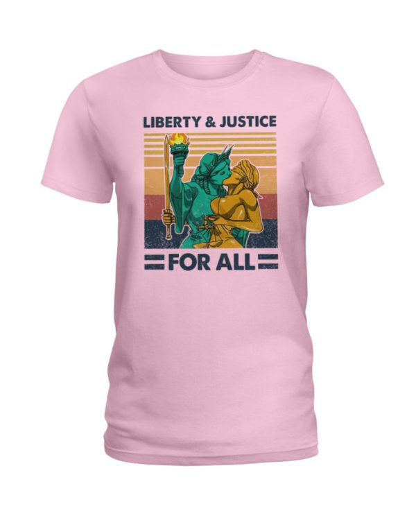 LGBT Liberty And Justice For All Shirt Ladies T-Shirt Light Pink S