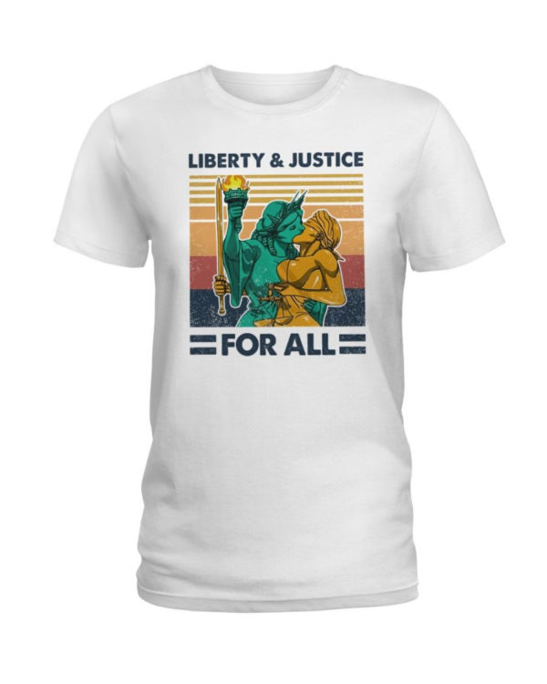 LGBT Liberty And Justice For All Shirt Ladies T-Shirt White S