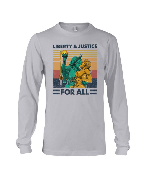 LGBT Liberty And Justice For All Shirt Long Sleeve Tee Ash S