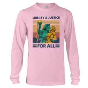 LGBT Liberty And Justice For All Shirt Long Sleeve Tee Light Pink S