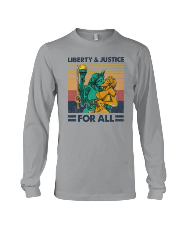LGBT Liberty And Justice For All Shirt Long Sleeve Tee Sports Grey S