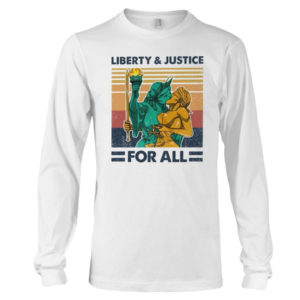 LGBT Liberty And Justice For All Shirt Long Sleeve Tee White S