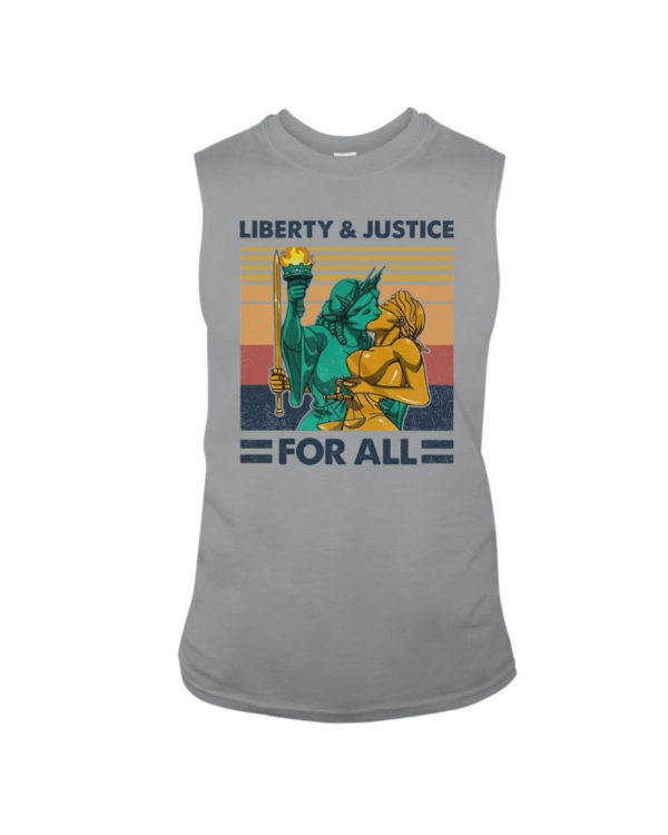 LGBT Liberty And Justice For All Shirt Sleeveless Tee Sports Grey S