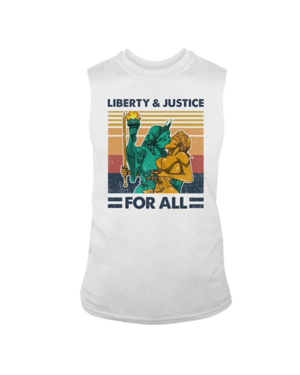 LGBT Liberty And Justice For All Shirt Sleeveless Tee White S