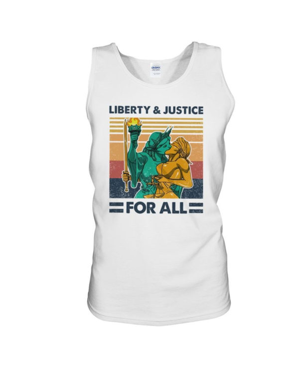 LGBT Liberty And Justice For All Shirt Unisex Tank White S