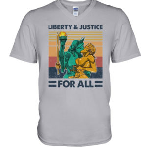 LGBT Liberty And Justice For All Shirt V-Neck T-Shirt Ash S