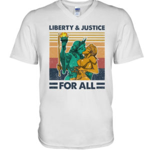 LGBT Liberty And Justice For All Shirt V-Neck T-Shirt White S