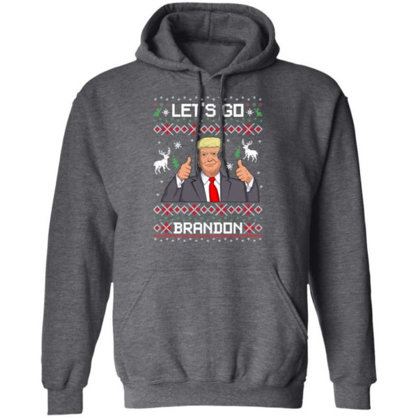 Like Christmas Let's Go Brandon Trump Christmas Shirt Hoodie Dark Heather S