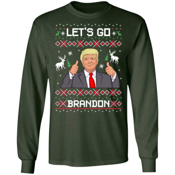 Like Christmas Let's Go Brandon Trump Christmas Shirt Long Sleeve Forest Green S