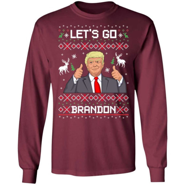 Like Christmas Let's Go Brandon Trump Christmas Shirt Long Sleeve Maroon S