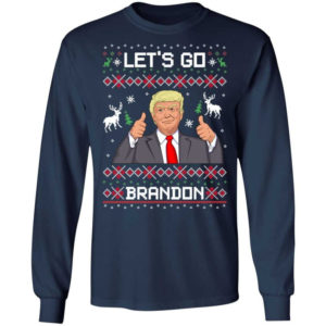 Like Christmas Let's Go Brandon Trump Christmas Shirt Long Sleeve Navy S