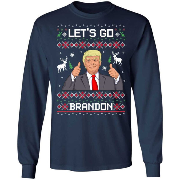 Like Christmas Let's Go Brandon Trump Christmas Shirt Long Sleeve Navy S
