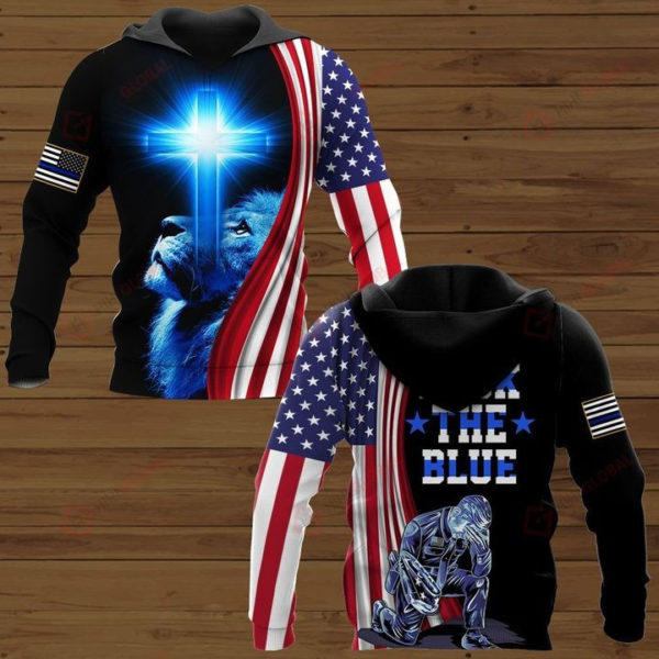 Lion Back The Blue Cross All Over Print 3D Shirt 3D Hoodie Blue S