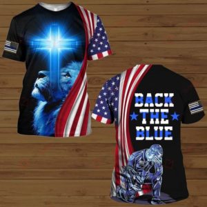 Lion Back The Blue Cross All Over Print 3D Shirt 3D T-Shirt Blue S