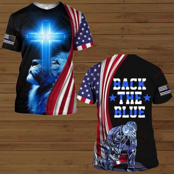 Lion Back The Blue Cross All Over Print 3D Shirt 3D T-Shirt Blue S