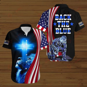 Lion Back The Blue Cross All Over Print 3D Shirt Hawaiian Shirt Blue S