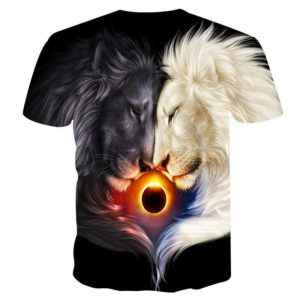 Lion Print Short Sleeve Light of Sunset All Over Print 3D T-Shirt. product photo 1