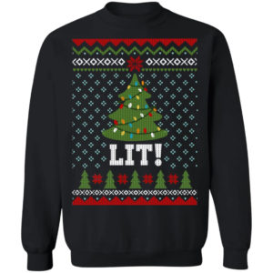 Lit Christmas Tree Sweatshirt Christmas Sweatshirt Black S
