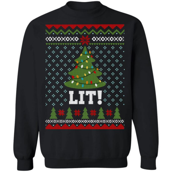 Lit Christmas Tree Sweatshirt Christmas Sweatshirt Black S