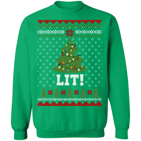 Lit Christmas Tree Sweatshirt Christmas Sweatshirt Irish Green S