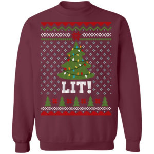 Lit Christmas Tree Sweatshirt Christmas Sweatshirt Maroon S