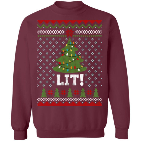 Lit Christmas Tree Sweatshirt Christmas Sweatshirt Maroon S