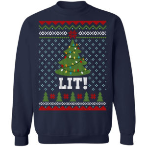 Lit Christmas Tree Sweatshirt Christmas Sweatshirt Navy S