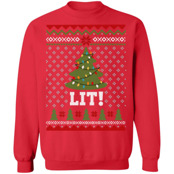 Lit Christmas Tree Sweatshirt Christmas Sweatshirt Red S