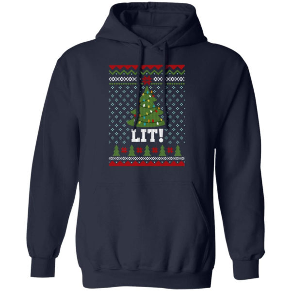Lit Christmas Tree Sweatshirt Hoodie Navy S
