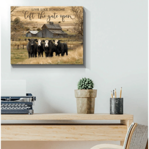 Live Like Someone Left The Gate Open Cows Canvas Wall Art product photo 2