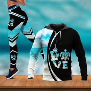 Love Sea Turtle Combo All Over Print 3D Leggings product photo 2
