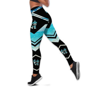 Love Sea Turtle Combo All Over Print 3D Leggings AOP Legging Light Blue S