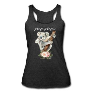Mama Koala Tank Top Mom Birthday Koala Bear Gift Tank Top Ladies Tank Top Dark Heather Black S