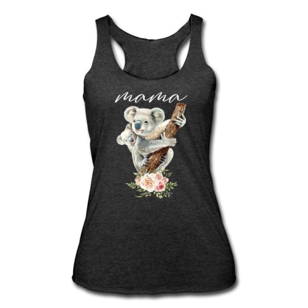 Mama Koala Tank Top Mom Birthday Koala Bear Gift Tank Top Ladies Tank Top Dark Heather Black S
