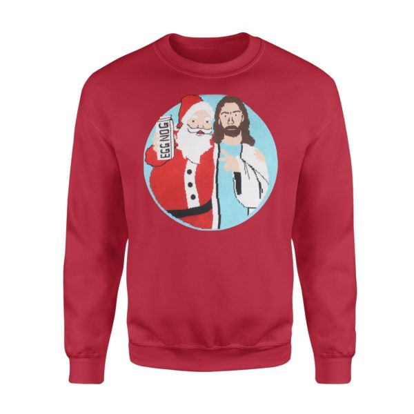 Men’s Santa And Jesus Jingle Bros Christmas Sweatshirt Sweatshirt Red S