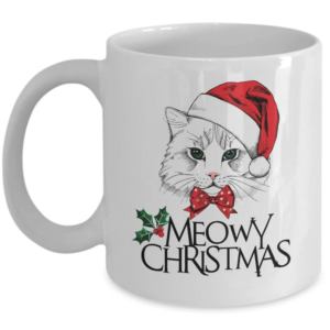 Meowy Christmas Mug Cat Lover Gift For Christmas Mug Mug 11oz White One Size