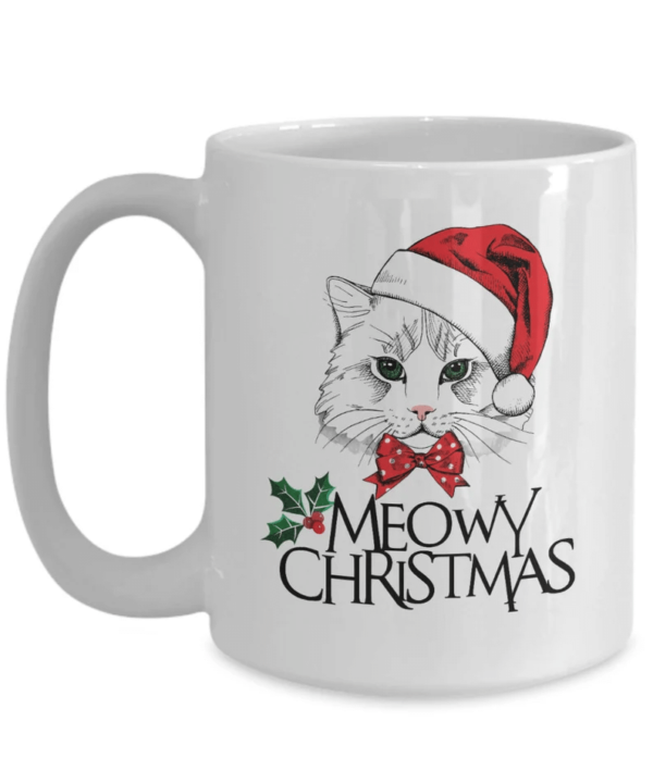 Meowy Christmas Mug Cat Lover Gift For Christmas Mug Mug 15oz White One Size