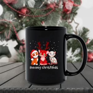 Meowy Christmas Mug Merry Catmas Mug Christmas For Cat Lover Coffee Mug Mug 15oz Black One Size