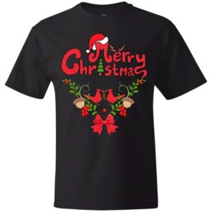 Merry Christmas Birds Winter Holiday T-Shirt Unisex T-Shirt Black S