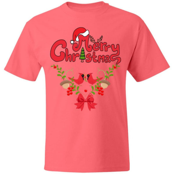 Merry Christmas Birds Winter Holiday T-Shirt Unisex T-Shirt Coral S