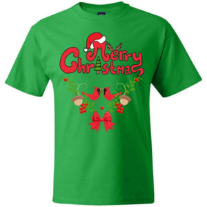Merry Christmas Birds Winter Holiday T-Shirt Unisex T-Shirt Irish Green S