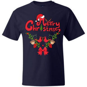 Merry Christmas Birds Winter Holiday T-Shirt Unisex T-Shirt Navy S