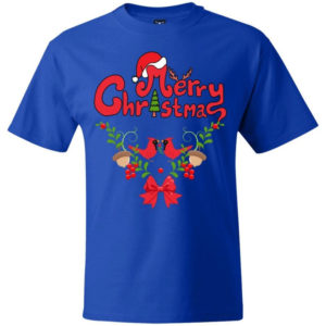 Merry Christmas Birds Winter Holiday T-Shirt Unisex T-Shirt Royal S