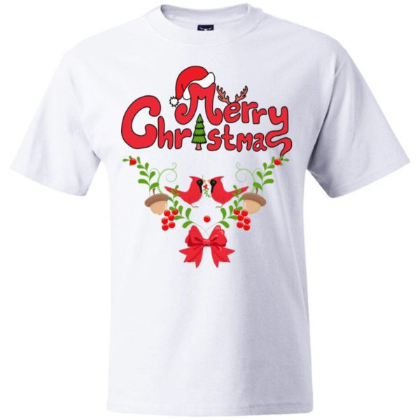 Merry Christmas Birds Winter Holiday T-Shirt Unisex T-Shirt White S