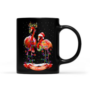 Merry Christmas Flamingos Black Mug Mug 11oz Black One Size